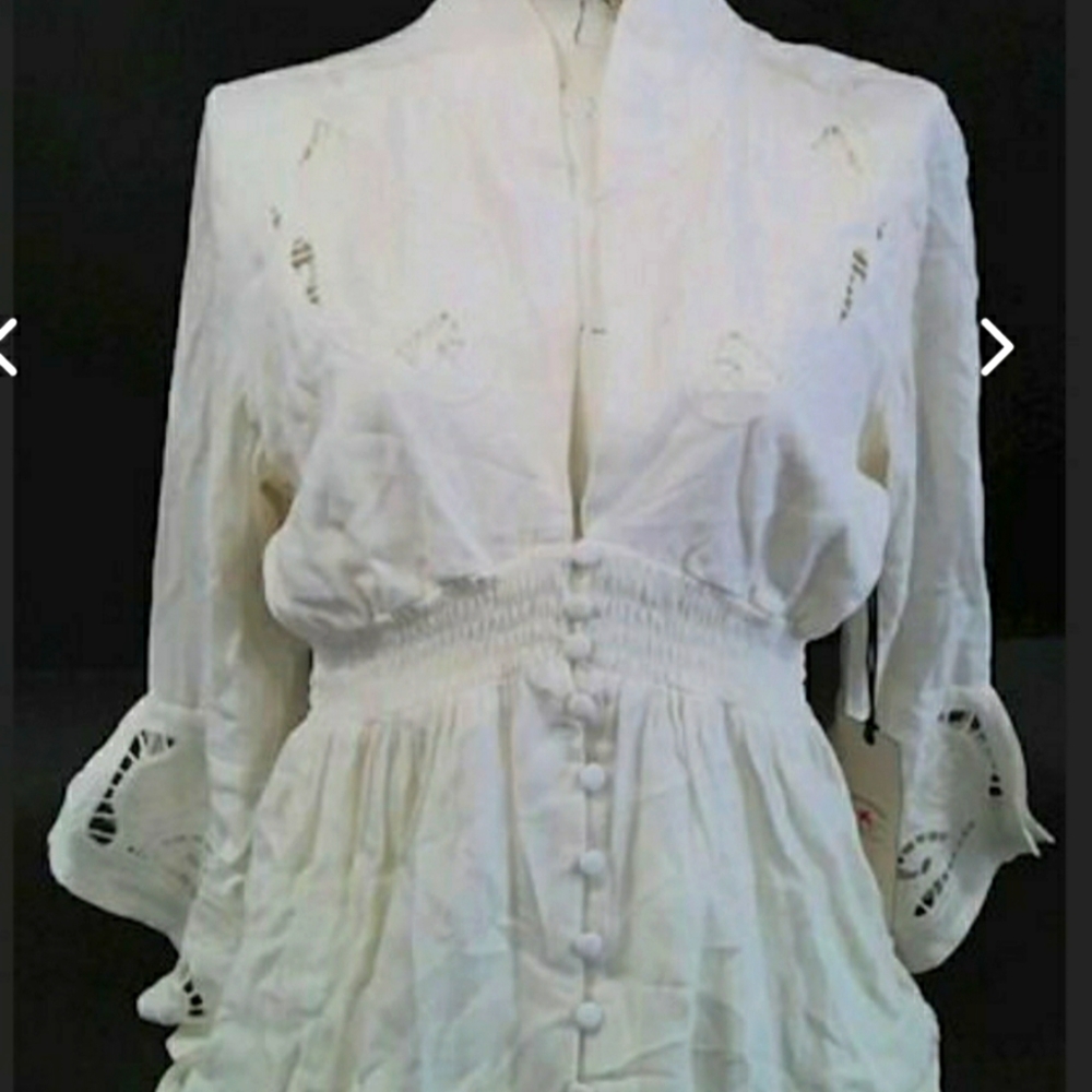 idyllwind Cottagecore cream lace bell sleeve blouse XS